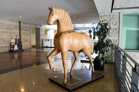 A horse statue made of laminated plywood.
